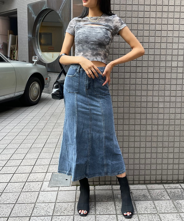 Flare denim long skirt｜【公式】ROGER AND RAW通販サイト