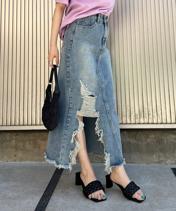 Broken slit denim skirt｜【公式】ROGER AND RAW通販サイト