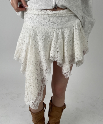 Lace asymmetry miniskirt